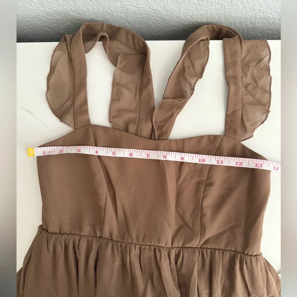 NWT Show Me Your Mumu Emily Empire Maxi Dress Soft Beige Chiffon Size M - Picture 6 of 11